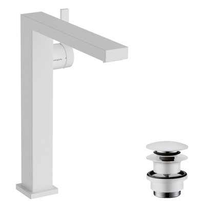 Hansgrohe Tecturis E 1 greeps wastafelkraan - 240 Fine - coolstart waskom - met PushOpen plug - mat wit