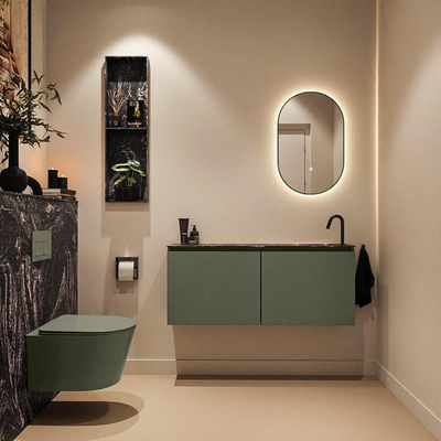 MONDIAZ TURE-DLUX meuble WC 120cm Army. Lavabo EDEN Lava position à droite. Avec 1 trou de robinet.
