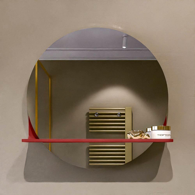 Mondiaz SPOT spiegel – Ø50 cm – met planchet – Fire (rood)