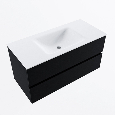 Mondiaz VICA ensemble de meuble de salle de bain - 100cm - meuble sous-vasque urban - 2 tiroirs - lavabo cloud milieu - 1 trou de robinet - version haute de 60cm - talc