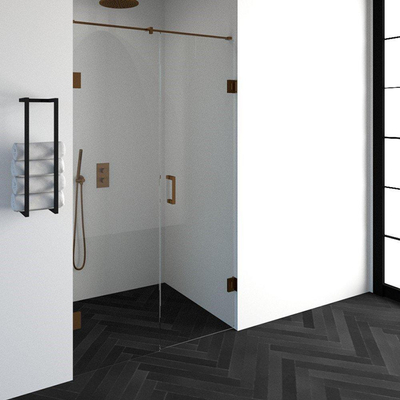 BRAUER Crée porte de douche 120x200cm 2 pièces sans profilé avec anti-calcaire et verre de sécurité 8mm cuivre