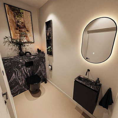MONDIAZ TURE-DLUX 40cm toiletmeubel Urban. EDEN wastafel Lava positie links. Zonder kraangat.
