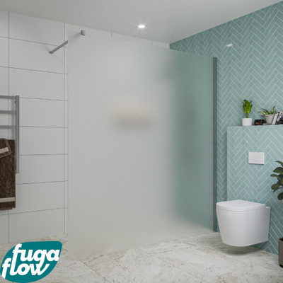 FugaFlow Eccelente Vetro douche à l'italienne salle de bain - 180x200cm - verre mat - bras mural - chrome