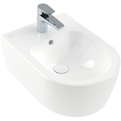 Villeroy & Boch Avento wandbidet - 1 kraangat - met overloop - met verdekte bevestiging - White Alpine (glans wit)
