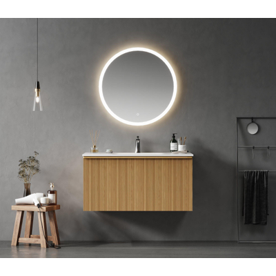 Saniclass Terra Wastafelonderkast - 100cm - 2 lades - ribbel front - sandwood