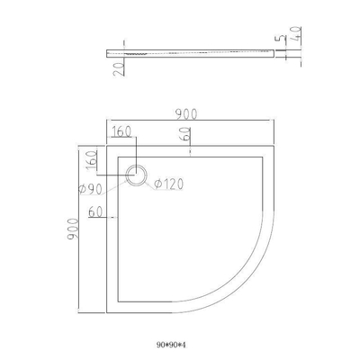 Best Design Dona lage douchebak 1/4 rond 90x90x4cm R550