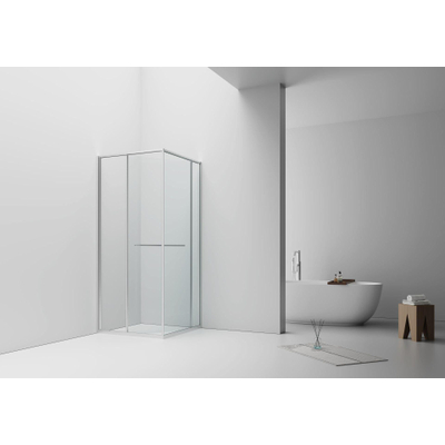 Aloni Inslide Douchecabine - 90x90x200cm - veiligheidsglas - 6mm - omkeerbaar - chroom