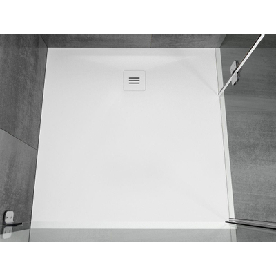 Riho Velvet Sole Receveur carré Carré 100x100cm Solid surface Blanc mat