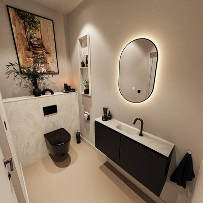 MONDIAZ TURE-DLUX 100cm toiletmeubel Urban. EDEN wastafel Ostra positie midden. Met 1 kraangat.