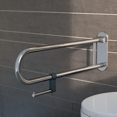 Geesa Comfort & Safety Porte-rouleau de papier toilette pour barre d'appui relevable Chrome