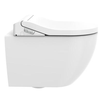 Bidetwash Optima douche-wc-zitting met wandcloset – set – compact 36,5x51 cm – glans wit
