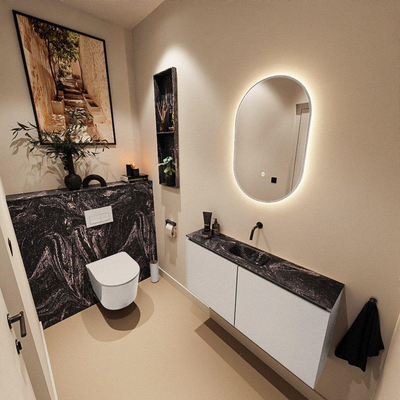 MONDIAZ TURE-DLUX 100cm toiletmeubel Linen. EDEN wastafel Lava positie midden. Zonder kraangat.