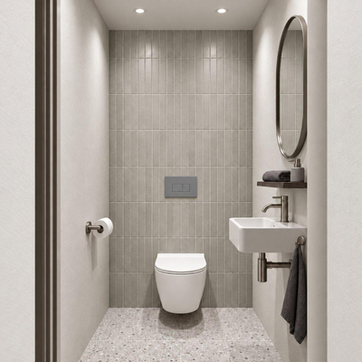 Adema Salina 2.0 Toiletset - 48.5x36x32cm - diepspoel - spoelrandloos - QeramiQ inbouwreservoir - softclose - quickrelease - toiletzitting - licht grijze kunststof bedieningsplaat - rechthoekige knoppen - wit