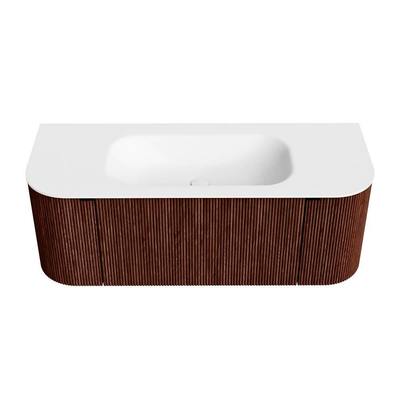 Mondiaz KURVE Badkamermeubelset - 120x46x40cm - 1 lade - 2 deuren - wastafel solid surface - midden - 1 kraangat - Ruby