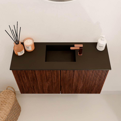 Mondiaz JOYA 70cm toiletmeubel - kleur Ruby - Wastafel FAYE positie Midden 1 kraangat kleur Urban.
