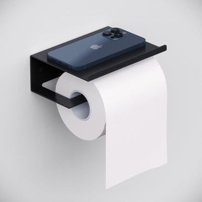 Ozean Eternal Toiletrolhouder - plateau - mat zwart SHOWROOMMODEL