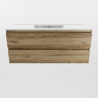Mondiaz AIVY Ensemble de meuble - 120x45x50cm - 1 trou de robinet - 1 vasque talc céramique - Centre - 2 tiroirs - avec armoire de toilette - Melamine Chai