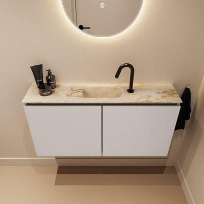 MONDIAZ TURE-DLUX 100cm toiletmeubel Linen. EDEN wastafel Frappe positie midden. Met 1 kraangat.