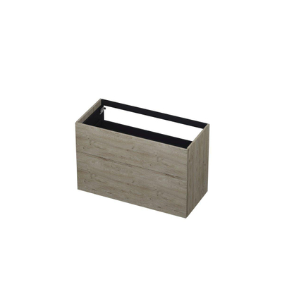 INK Meuble sous-lavabo - 100x45x65cm - 2 tiroirs - push to open - avec façades rapportées droites - MFC - chêne grège