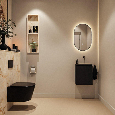 MONDIAZ TURE-DLUX 40cm toiletmeubel Urban. EDEN wastafel Frappe positie rechts. Zonder kraangat.