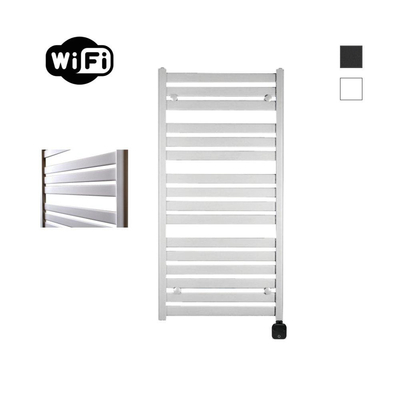 Sanicare HPW - Moda Elektrische Radiator - 120x60cm - 876W - wifi - thermostaat - zwart - rechtsonder - mat wit