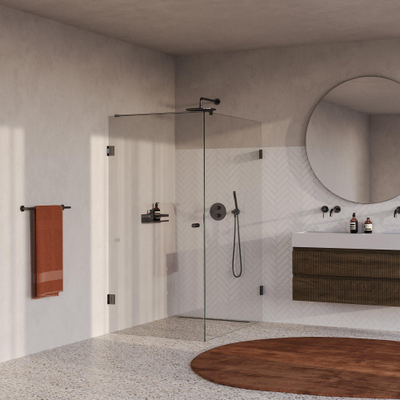 BRAUER Void Carving Douchecabine - 100x140x200cm - draaideur - glascoating - omkeerbaar - helder glas - geborsteld gunmetal PVD