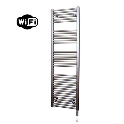 Sanicare HVW Elektrische Radiator - 172x60cm - 1127W - wifi - thermostaat - chroom - rechtsonder - inox look (zilver)