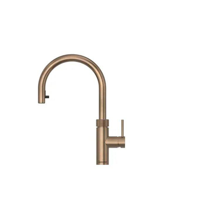 Quooker Flex Round kokendwaterkraan - draaibare & uittrekbare uitloop - Combi reservoir - Warm / kokend water - messing patina