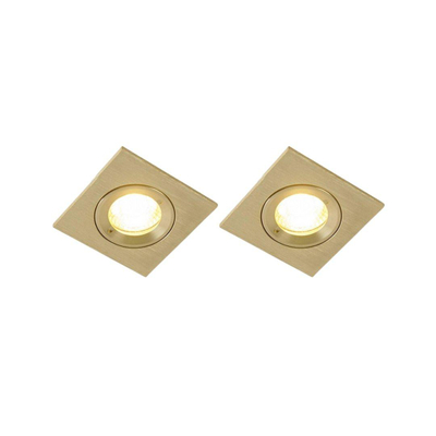 QAZQA Xena inbouwspot - set van 2 - 8x8cm - IP44 - vierkant - goud