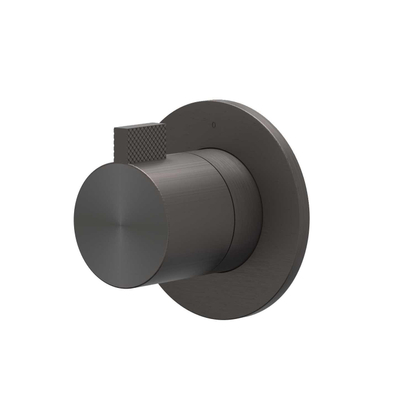 IVY Tribe Partie apparente - pour robinet d'arrêt encastré - Symmetry - rosace ronde - acier inoxydable 316 brossé carbon black PVD