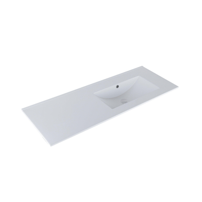 Saniclass Vygo Lavabo pour meuble - 121x2x46cm - trop-plein - 1 vasque à droite - sans trous de robinet - céramique - blanc brillant