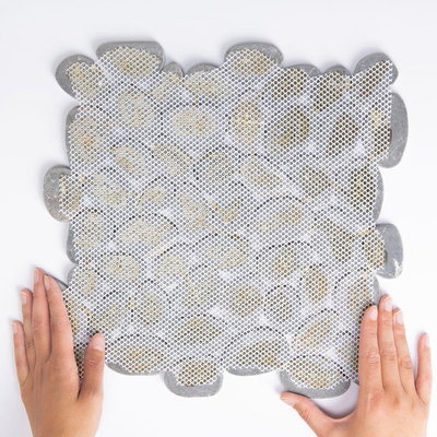The Mosaic Factory Natural Stone mozaïektegel - 30.5x30cm - wand en vloertegel - Organisch - Marmer Dark Grey Mat