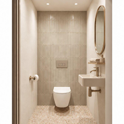 Adema Salina 2.0 Ensemble de WC - 48.5x36x32cm - cuvette profonde - sans bride - réservoir encastré QeramiQ - softclose - quickrelease - abattant WC - plaque de commande en plastique taupe - boutons rectangulaires - blanc