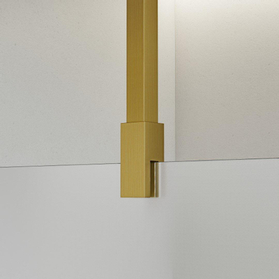FortiFura Galeria inloopdouche - 100x200cm - mat glas - plafondarm - geborsteld messing