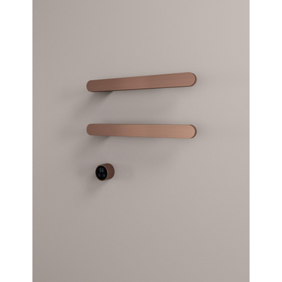 Hotbath &MORE Handdoekradiator - 50x38cm - vierkant - 2 stangen - horizontaal - met schakelaar - geborsteld koper PVD