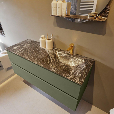 Mondiaz VICA-DLUX ensemble de meuble de salle de bain - 120cm - meuble sous-vasque armée - 2 tiroirs - lavabo encastré nuage droite - 1 trou de robinet - version haute 60cm - lave