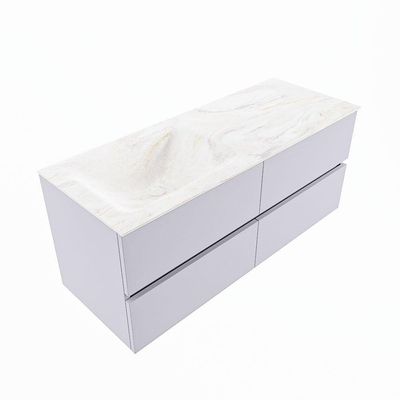 Mondiaz VICA-DLUX ensemble de meuble de salle de bain - 120cm - meuble sous-vasque cale - 4 tiroirs - lavabo encastré cloud gauche - 1 trou de robinet - version haute de 60cm - ostra