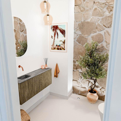 Mondiaz JOYA-DLUX 100cm toiletmeubel - kleur Dusk - Wastafel FAYE positie Links Zonder kraangat kleur Sombra.