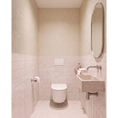 QeramiQ Dely Toiletset - inbouwreservoir Qeramiq Flush - 35mm zitting - metaal mat witte bedieningsplaat - rechthoekige knoppen - glans wit