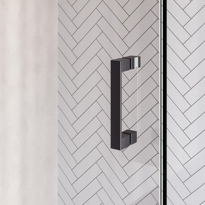 BRAUER Void Nisdeur - 2-delig - 200x200cm - 70cm draaideur aan muur - glascoating - omkeerbaar - helder glas - geborsteld gunmetal PVD