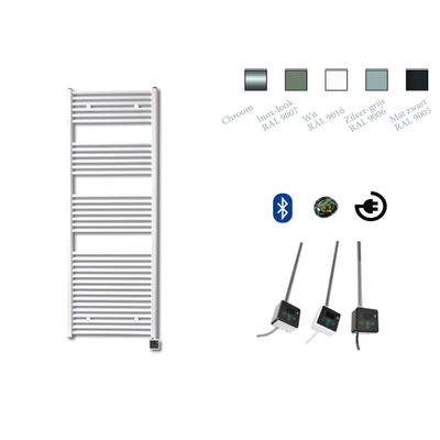 Sanicare Radiateur Design Électrique - 172x60 cm - 1127 Watt - bluetooth - thermostat chrome en bas à droite - noir