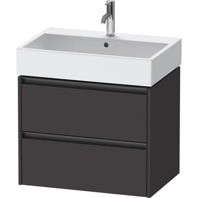 Duravit Ketho.2 Wastafelonderbouwkast - met 2 laden - 68.4x46x54.9cm - met grepen antraciet - grafiet supermat