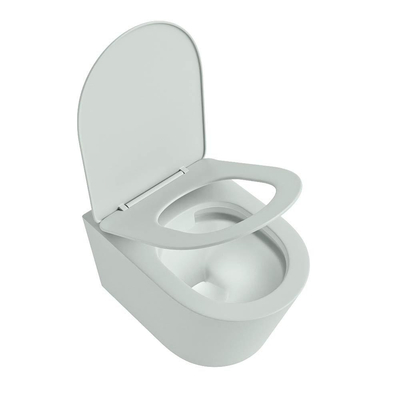 Mondiaz LAVIE WC suspendu – sans bride – 36 x 53 cm – avec abattant softclose – Greey (vert clair/gris)