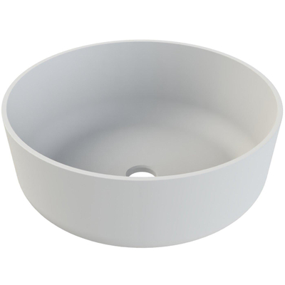 Thebalux type sienna lavabo 36x36x13cm 1 trou pour robinet 1 évier rond céramique blanc mat