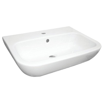 Plieger Brussel wastafel 50x45cm - 1 kraangat - overloop - keramiek - glans wit