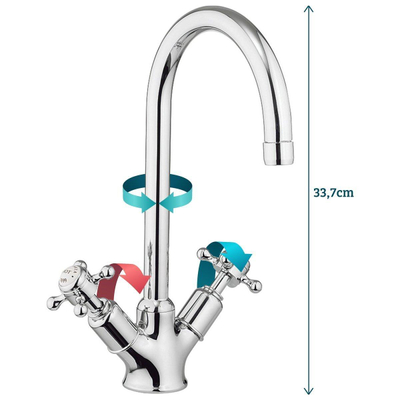 Crosswater Belgravia Keukenkraan - kruisgreep hoogglans - chroom