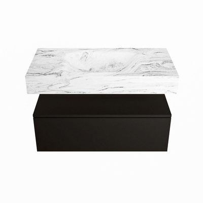 Mondiaz ALAN-DLUX Ensemble de meuble - 90cm - meuble Urban mat - 1 tiroir - Lavabo Cloud Glace suspendu - vasque Centre - 1 trou de robinet