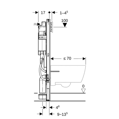 Geberit Duofix wandcloset - hoogte 112cm sigma reservoir - 12cm armsteun - blauw