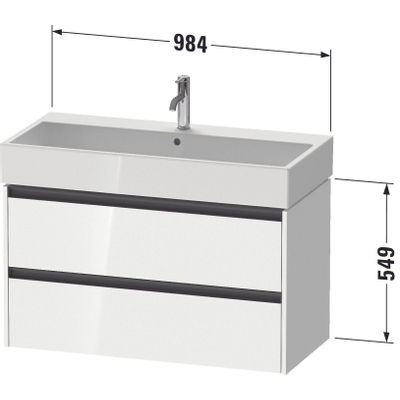Duravit Ketho 2 meuble sous-lavabo avec 2 tiroirs 98.4x46x54.9cm avec poignées anthracite taupe mat