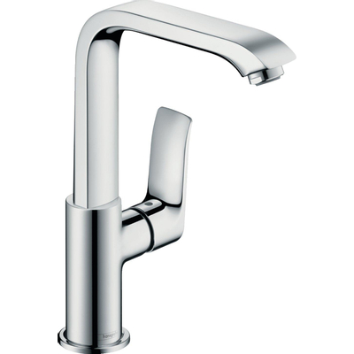 Hansgrohe Metris 1-gats wastafelkraan - met hoge - draaibare uitloop - met push open garnituur - hoogglans chroom